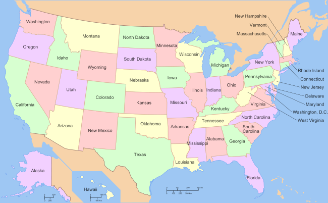 Map of the United States of