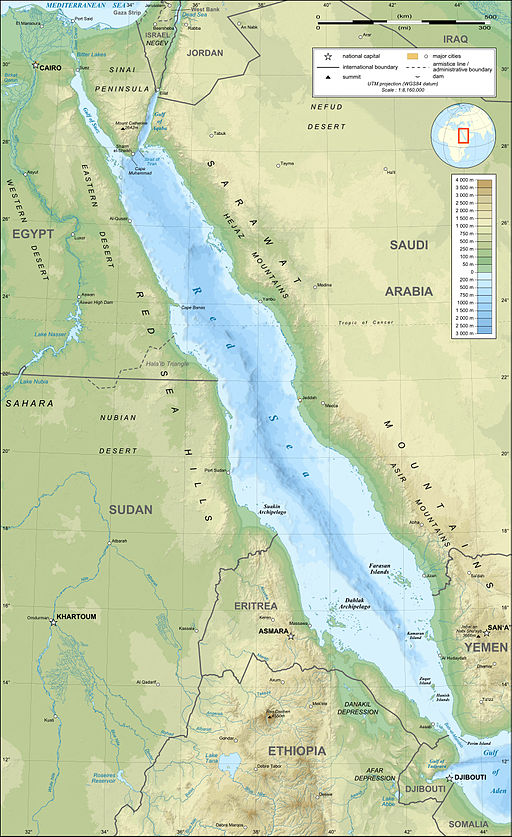 map of the red sea it separated africa from europe wikimedia