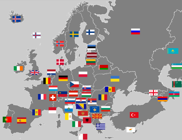 this map of europe shows flags that represent each countrieswikimedia